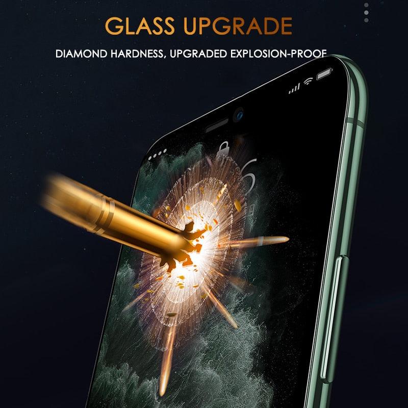 3pcs Full Cover Protective Glass On For Iphone 11 12 13 14 Pro Max Screen Protector For Iphone X Xr Xs Max 7 8 6s Plus Se Glass Full Screen Protector Edge To Edge Full Screen Coverage by Stevvex