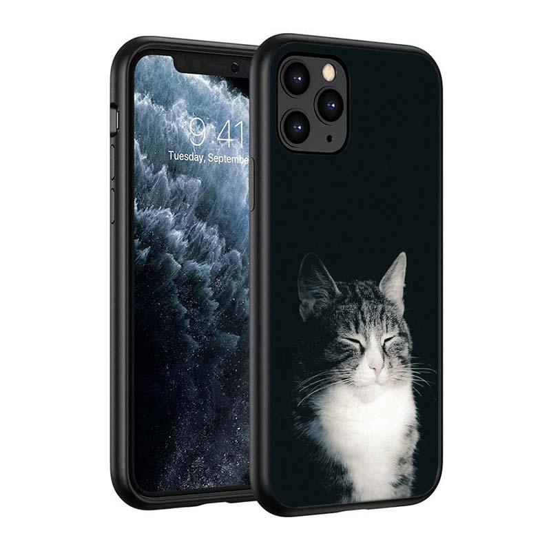 Black Big Eye Cat Cover Phone Case For iPhone 14 13 12 11 Pro Max Mini XS Max X XR Silicone Black Anti-Fingerprint Anti-Fall Clear Soft Anti-Yellow Cover Silicone Case by Stevvex