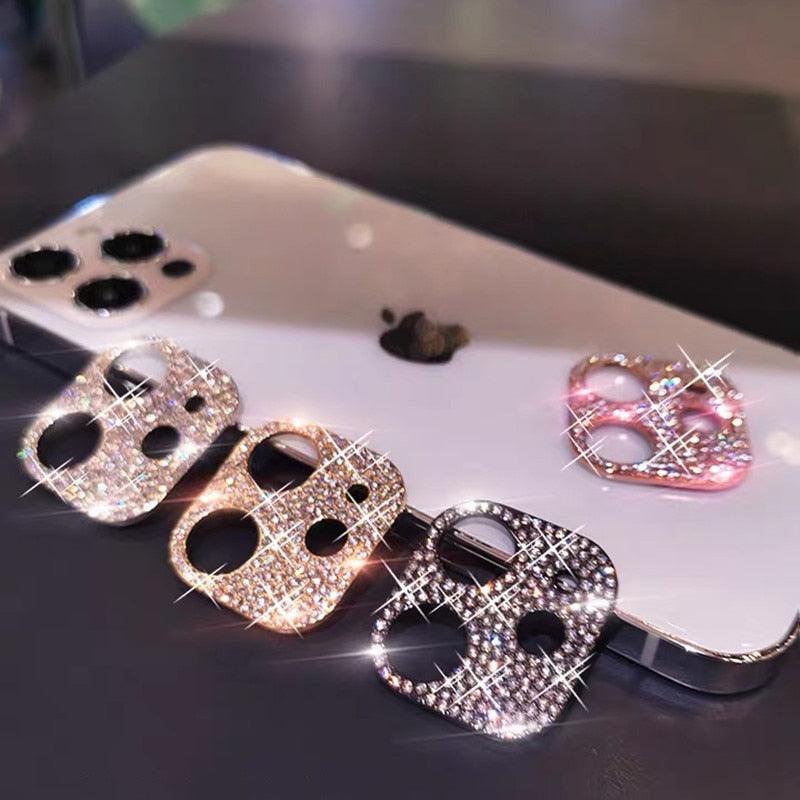 Camera Lens Metal Protector For iPhone 14 13 12 11 Pro Max Hollow Glitter Rhinestones Camera Protector For iPhone 12 13 Mini 14 Diamond Camera Lens Protection Decorations Lens Protector Cover for iPhone by Stevvex