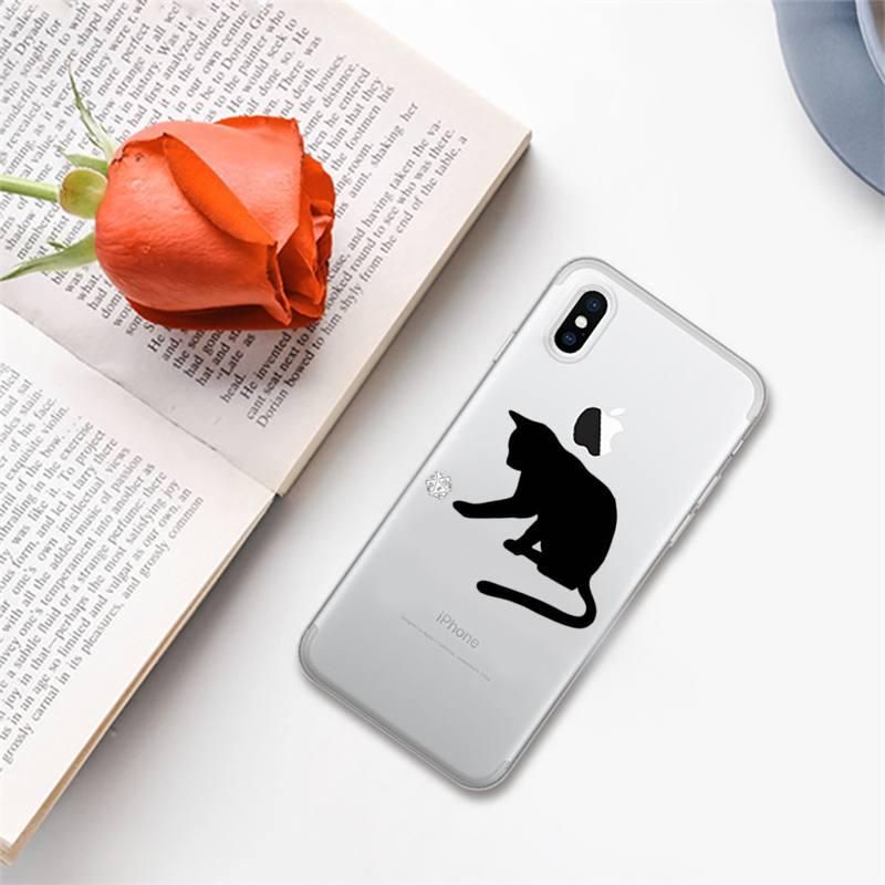 Cute black cat Phone Case for iphone 13 11 12 pro XS MAX 8 7 6 6S Plus X 5S SE 2020 XR case Cute Cat Slim Fit Glossy Stylish Cover Soft Shockproof Phone Case by Stevvex
