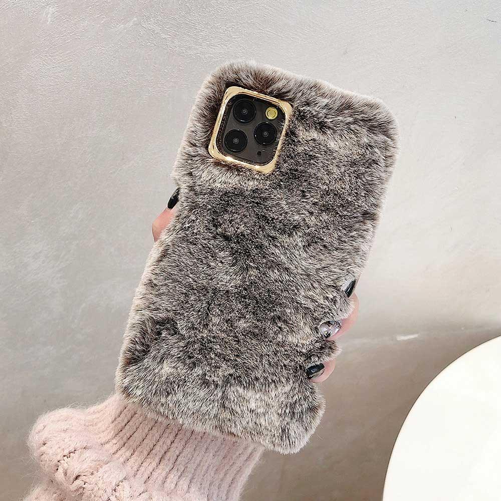Fashion Plush Leopard Phone Case For Iphone 11 Pro Max Xs Max X Xr Cases Furry Fluffy Warm Cover For Iphone 6 6s 7 8 Plus Case Women Fashion Faux Fur Case For Iphone by Stevvex