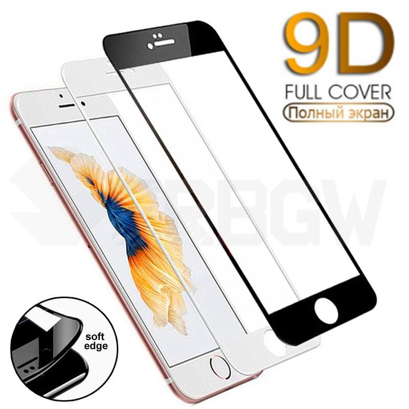 9D Curved Full Cover Tempered Glass On For iPhone 7 8 Plus Soft Edge Screen Protective Glass For iPhone 7 8 6 6S Plus Film Case Tempered Glass Screen Guard by Stevvex