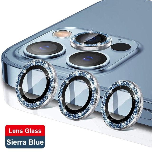 Glitter Diamond Camera Lens Protector For Iphone 13 Pro Max Mini Camera Metal Ring Glass For Iphone 12 11 Pro Max Protective Cap Diamond Glitter Camera Lens Protector On For Iphone by Stevvex