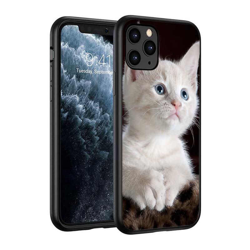 Black Big Eye Cat Cover Phone Case For iPhone 14 13 12 11 Pro Max Mini XS Max X XR Silicone Black Anti-Fingerprint Anti-Fall Clear Soft Anti-Yellow Cover Silicone Case by Stevvex