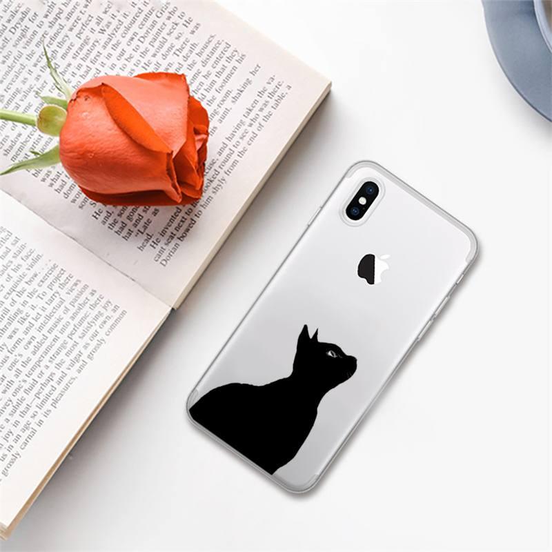 Cute black cat Phone Case for iphone 13 11 12 pro XS MAX 8 7 6 6S Plus X 5S SE 2020 XR case Cute Cat Slim Fit Glossy Stylish Cover Soft Shockproof Phone Case by Stevvex