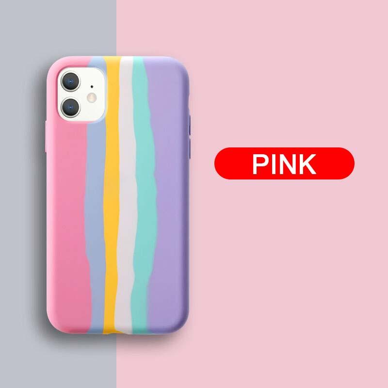 Luxury Rainbow Silicone Case For iPhone 11 X Xr Xs Max Case 12 11 Pro Max 6 6s 7 8 Plus Modern Colorful Shockproof Back Cover Rainbow Color Soft Silicon Back Cover Case by Stevvex