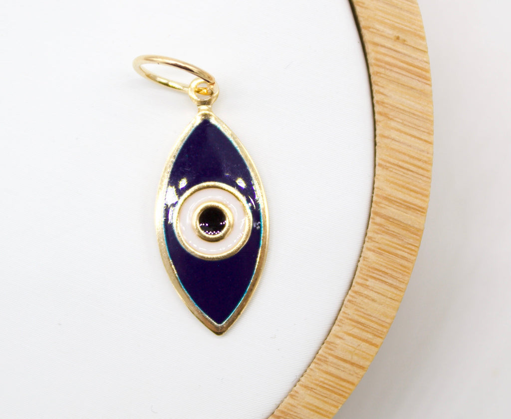 18k Gold Filled Oval Evil Eye Charm