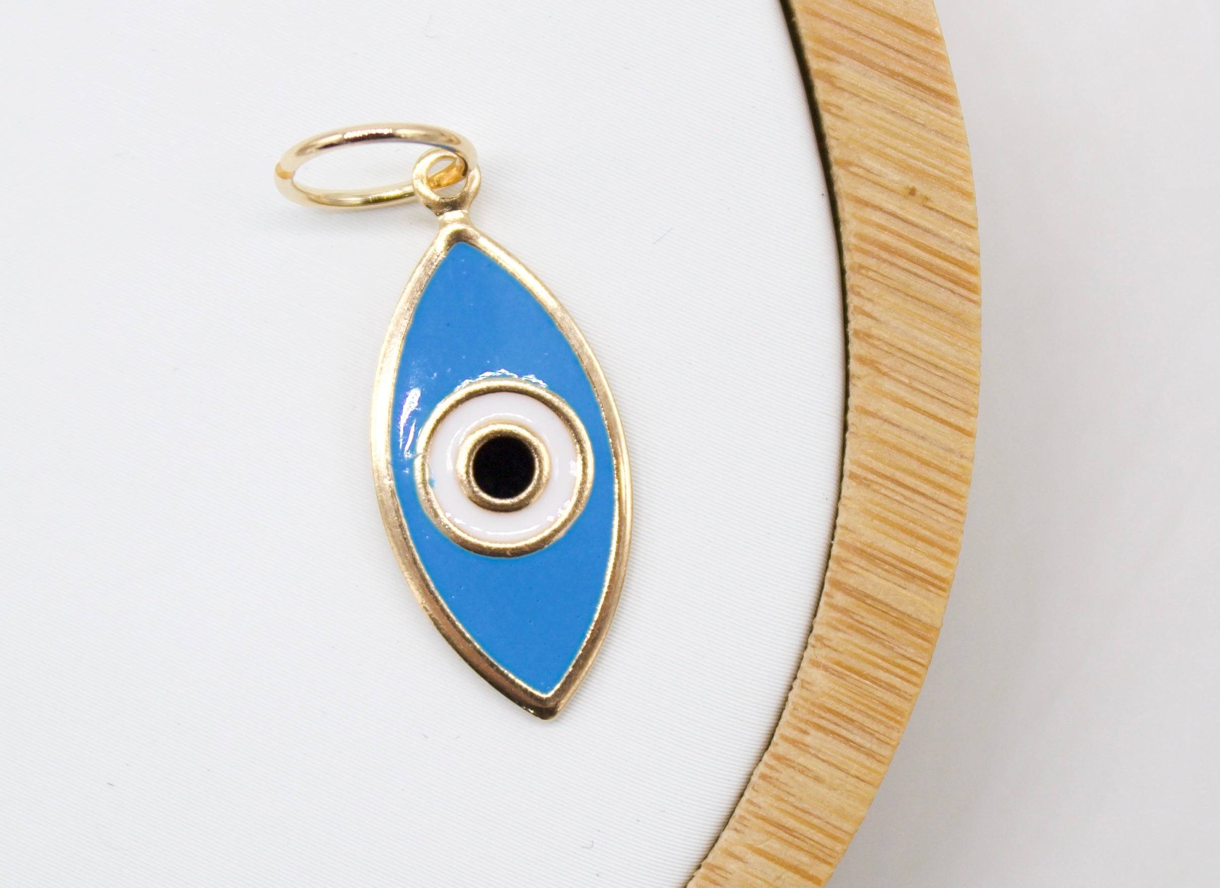 18k Gold Filled Oval Evil Eye Charm