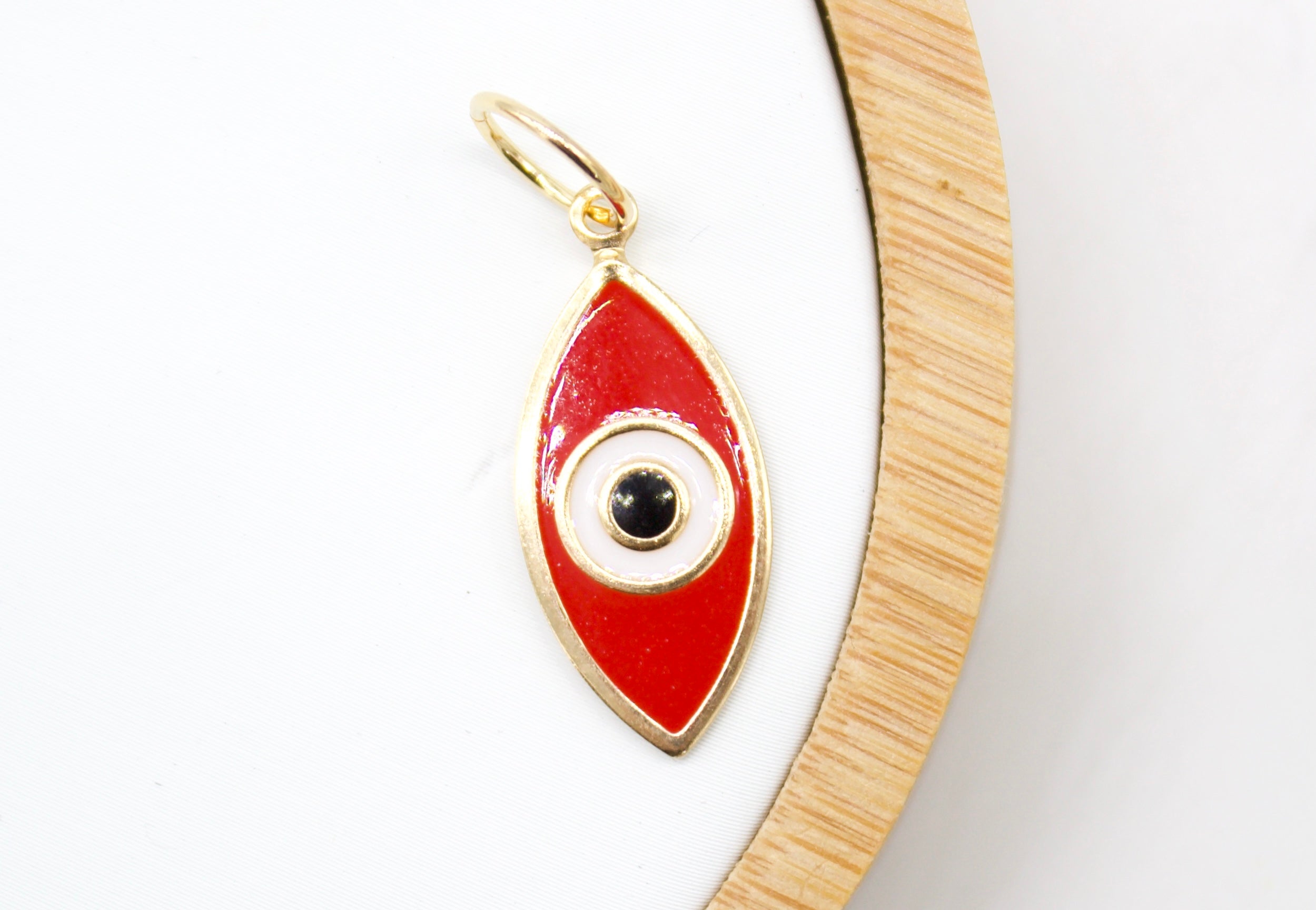 18k Gold Filled Oval Evil Eye Charm