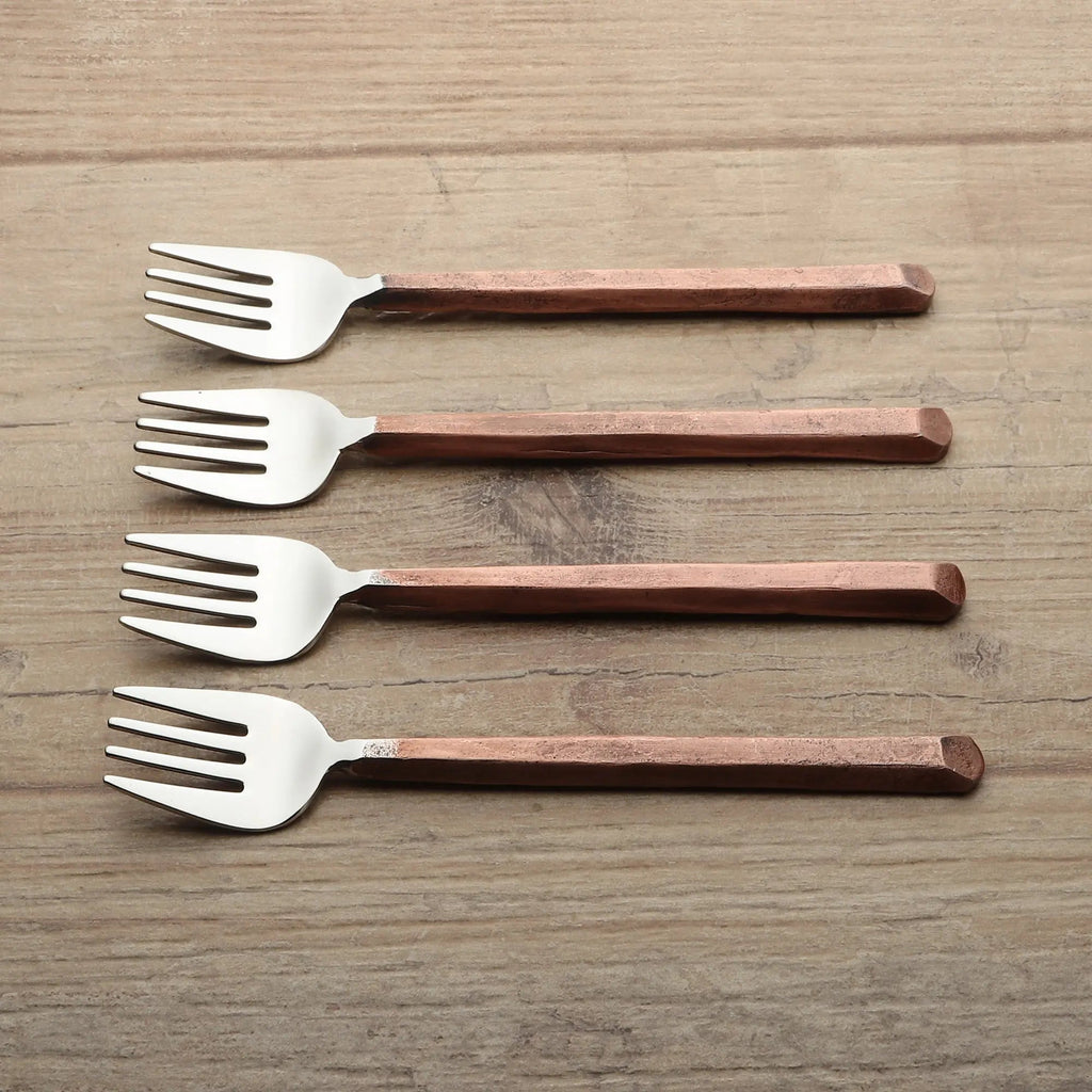 PLATEAU COPPER PASTRY/DESERT FORKS 4 PC. SET
