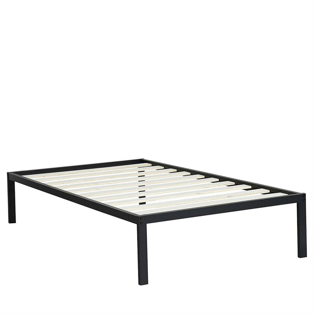 Twin Size Metal Platform Bed Frame with Wooden Slats