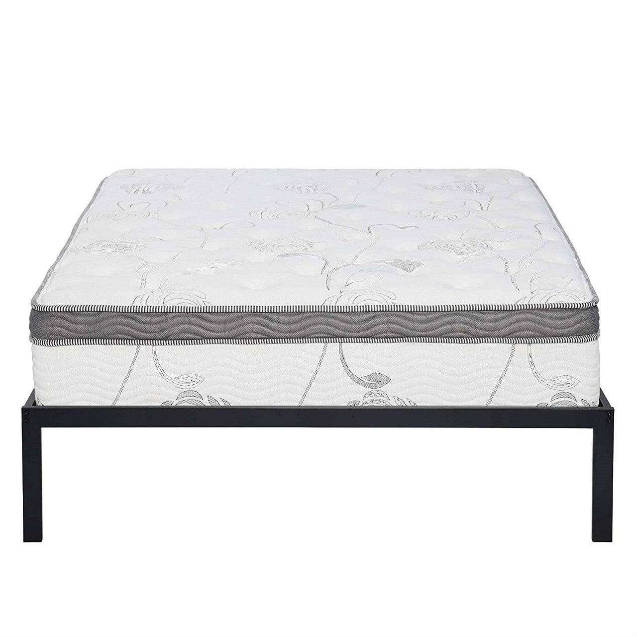 Twin Size Metal Platform Bed Frame with Wooden Slats