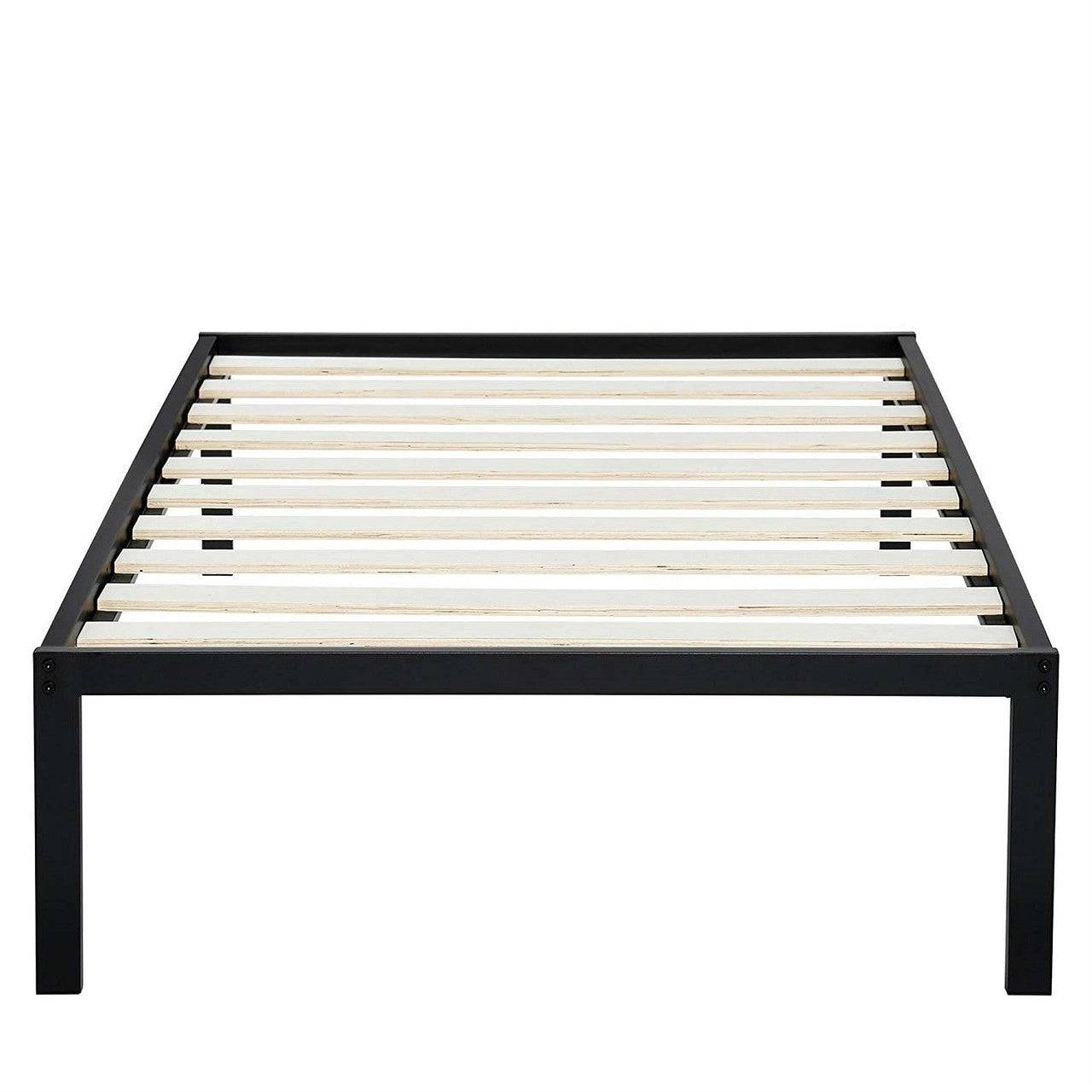 Twin Size Metal Platform Bed Frame with Wooden Slats