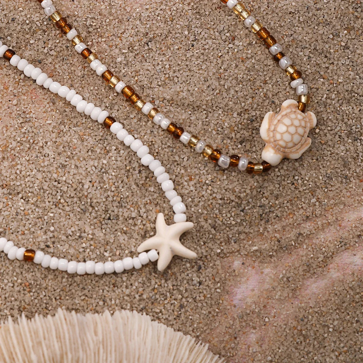 Layered Small Seed Beads Chains with Starfish Turtle Choker Necklace for Women Trendy Collar on Neck 2023 Fashion Jewelry Female