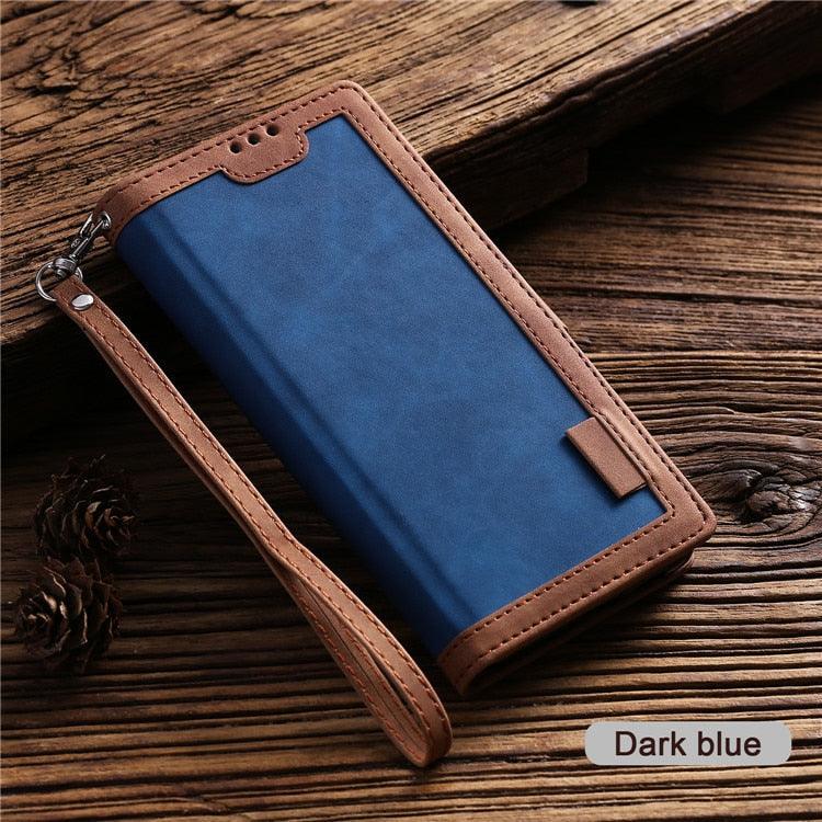 Luxury Magnetic Leather Flip Case For iPhone 14 13 12 Mini 11 Pro SE Card Holder Wallet Stand Cover Leather Wallet Flip Case Cover With Card And Cash Slot 360 Full Body Protection by Stevvex