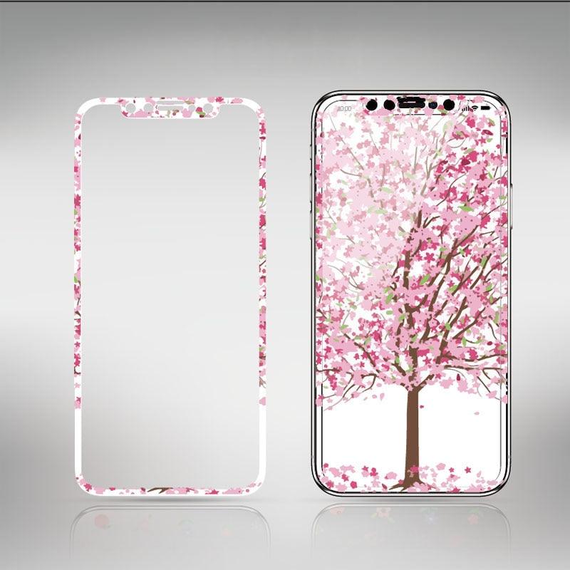 Flowers Screen Protector For iPhone 11 12 13 Pro Max Soft Edge Tempered Glass For iPhone XS MAX XR 13mini Lovely Protect Film Floral Design Tempered Glass Screen Protector For iPhone by Stevvex