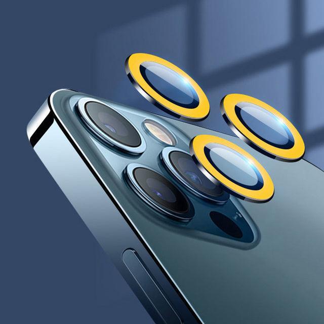 9H Tempered Glass Camera Cover Screen Protector Metal Individual Ring For iPhone Phone Glitter Camera Lens Protector Film For iPhone 14 13 12 11 Pro Max Luminous Lens Metal Glass Protective Cover by Stevvex