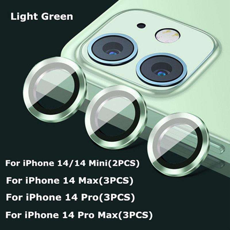 9H Tempered Glass Camera Cover Screen Protector Metal Ring Decoration Accessories For iPhone 14 13 Pro Max Metal Camera Lens Ring Glass Camera Lens Protectors for iPhone 14 13mini 13pro 14plus 14pro Camera Film by Stevvex