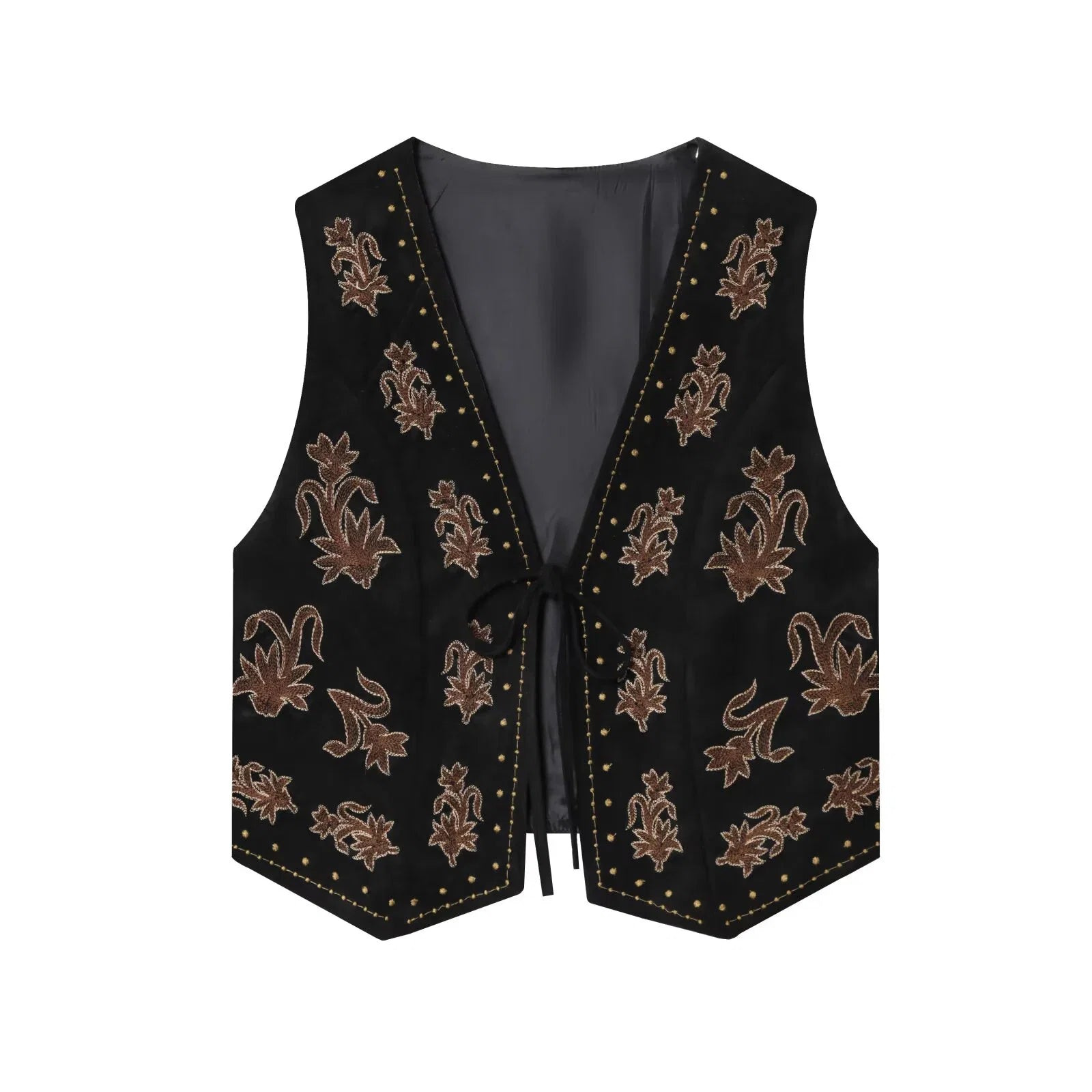 ZERAINS Autumn new women's clothing European and American style bead embroidery suede texture effect vest