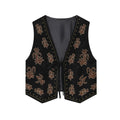 ZERAINS Autumn new women's clothing European and American style bead embroidery suede texture effect vest