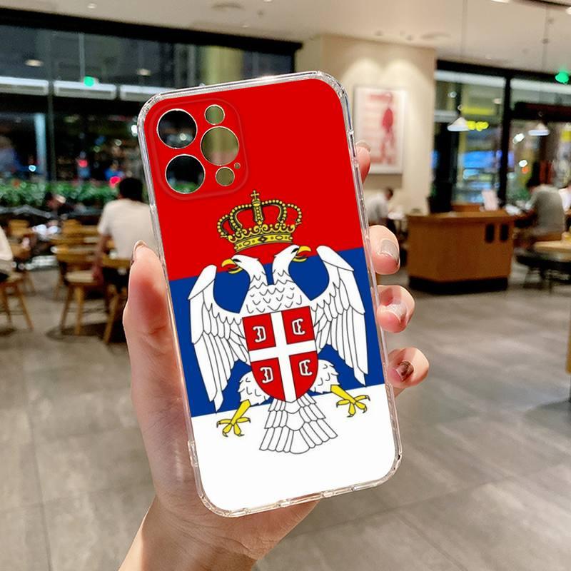 Flag of Serbia Serbian Phone Case Transparent For iphone 13 12 11 14 Pro Max Mini X XR XS 7 8 plus 13 14 Pro max phone Covers Flag Silicone Case For iphone by Stevvex