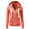 Autumn/Winter New Women'sPersonalized Fashion Sports Hoodie Long Sleeve Drawstring Pocket Zipper Coat Woolen Sweater Top CYXX386