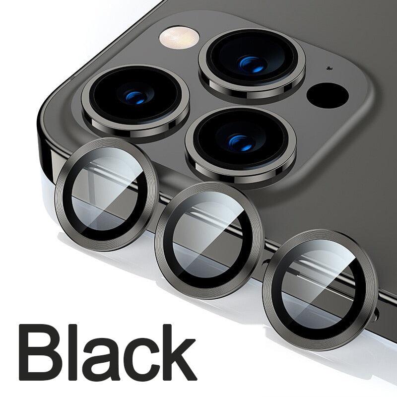 Full Cover Frame Glass Camera Lens Protector For iPhone 14 Plus Lens Glass For iPhone 11 12 13 Pro Max Mini Premium Tempered Glass Film Aluminum Alloy Lens Ring Cover Camera Protector by Stevvex