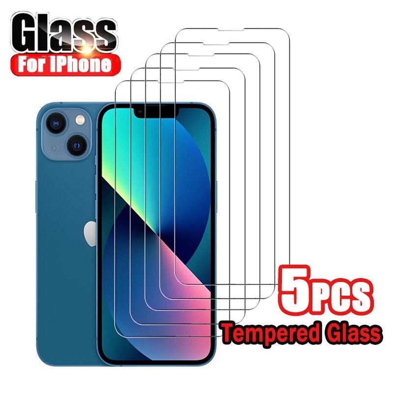 5PCS Screen Tempered Glass For iPhone 14 13 12 11 Pro Max 12 13 Mini Screen Protective For iPhone X XR XS Max 8 7 6 Plus SE 2020 Full Glue Screen Protector Tempered Glass Scratch Resistant iPhone Glass by Stevvex