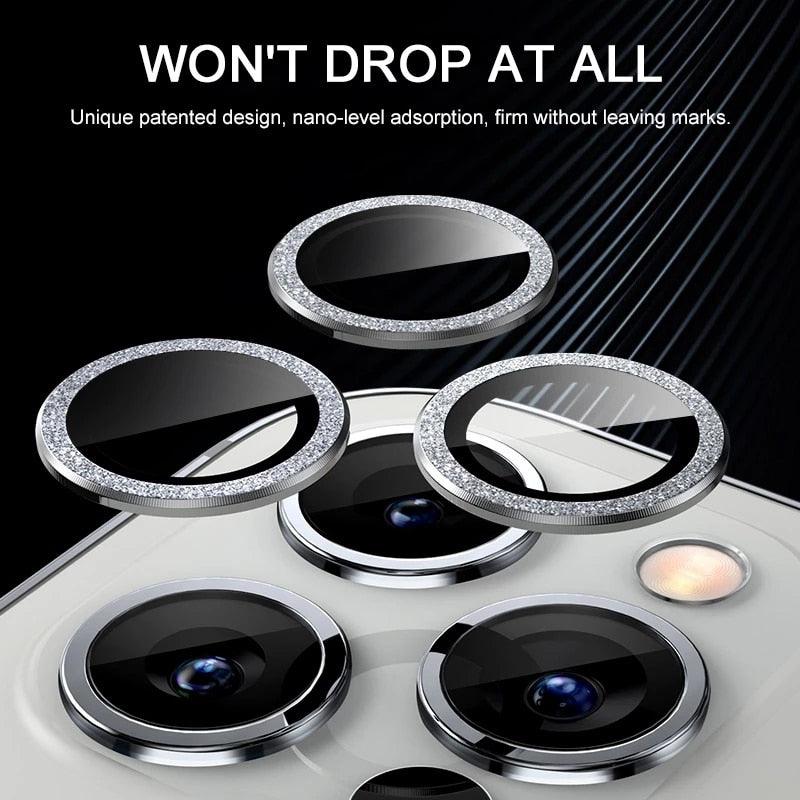 Bling Diamond Camera Lens Protector For iPhone 14 13 12 11 Pro Max Metal Ring Lens Glass Glitter Protective Cap iPhone 13 mini Camera Lens Protector Sparkle Diamond Ring Metal Alloy HD Glass for iPhone by Stevvex
