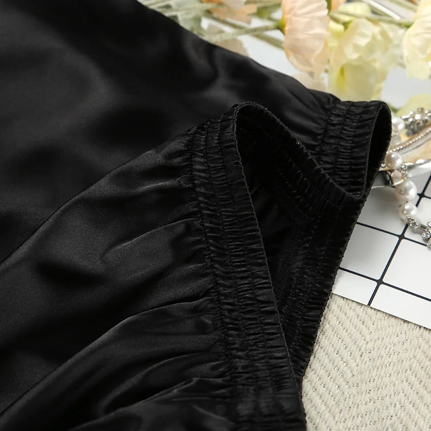 Silky Elegant Women 2 Piece Set Casual Sleeveless Ruffles Camisole+Shorts Matching Streetwear Casual Outfits