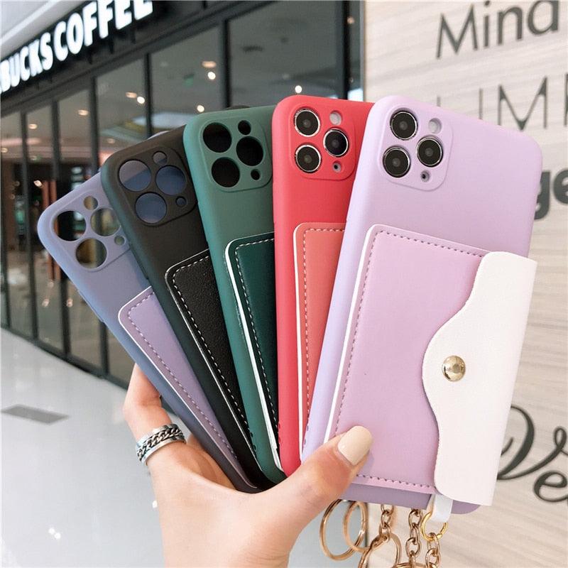 Luxury Wallet Phone Case For iPhone 13 Pro Max 11 12 Pro Max X XR XS 7 8 Plus 13 Mini Soft Silicone Handbag Card Phone Case Wallet Compatible iPhone Bag Cover by Stevvex
