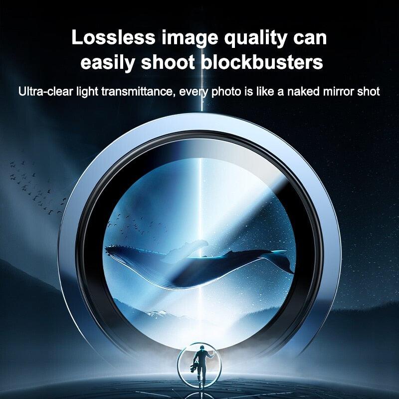 Full Cover Frame Glass Camera Lens Protector For iPhone 14 Plus Lens Glass For iPhone 11 12 13 Pro Max Mini Premium Tempered Glass Film Aluminum Alloy Lens Ring Cover Camera Protector by Stevvex