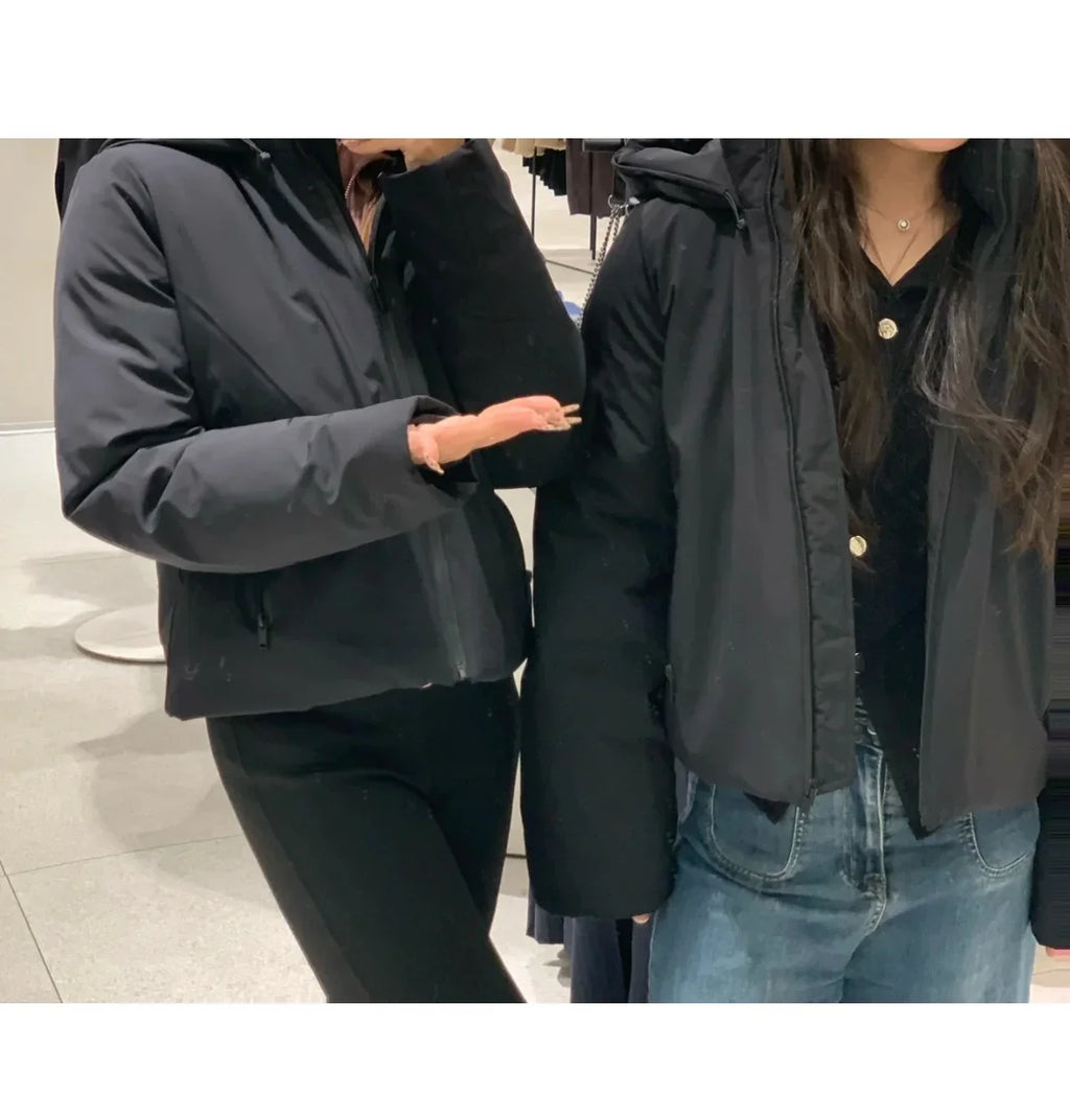 ETJ 2025 Autumn/Winter New  women's short imitation wind waterproof hooded thick warm cotton jacket Outdoor coat 4749703