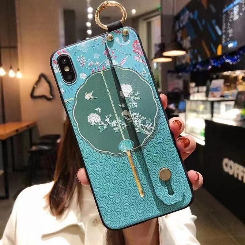 Cartoon Cute Cat Wrist Strap Soft Phone Case For Iphone 13 11 12 14 Pro Max X Xr Xs Max Se 2020 7 8 Plus 14plus Holder Cover Thanksgiving Cute Cats Silicone Case For Iphone by Stevvex