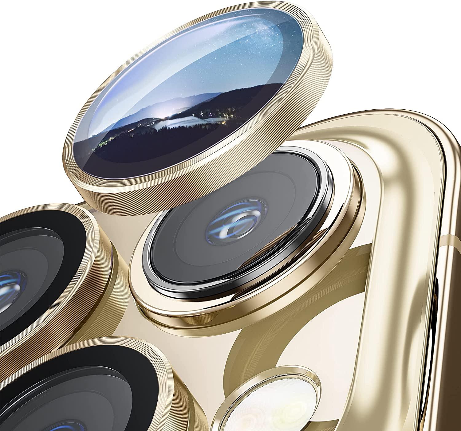 Camera Lens Protector for iPhone 14 Pro Max Plus 13 12 Mini 14Pro iPhone14 13Pro 14Plus 12Pro Glass Protection Protective Film Metallic Camera Ring Lens Protector with Glass Cover by Stevvex