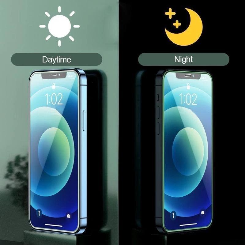 Full Cover Luminous Screen Protectors for IPhone 11 12 13 Pro Max Mini Glowing Tempered Glass for IPhone Xs MAX X XR SE Glass Luminous Screen Protectors Tempered-Glass Screen Protector Compatible with iPhone by Stevvex