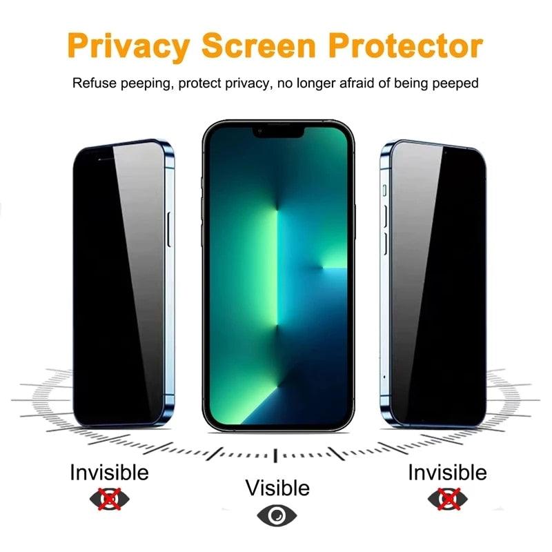 Anti-spy Glass for IPhone 13 12 Pro Max Mini XS MAX 8 7 Plus Full Cover Privacy Screen Protector for IPhone 11 PRO MAX X XR 14 Edge to Edge Full Coverage and 9H Hardness Anti-Scratch Shockproof Protection Screen Cover Shield by Stevvex
