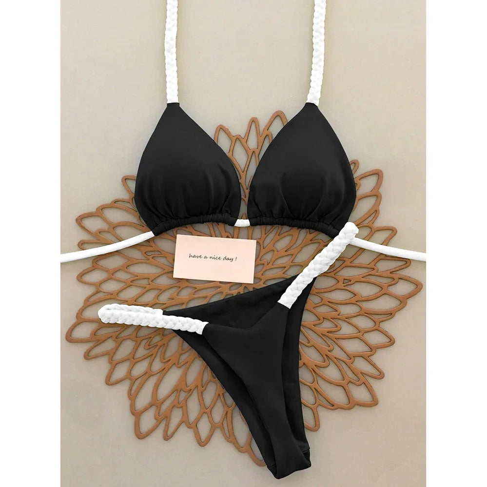 Micro Bikinis 2025 Push Up Women Swimsuits Sexy Swimwear Brazilian Bikini Set Thong Biquini Solid Swimsuit Summer Beachwear