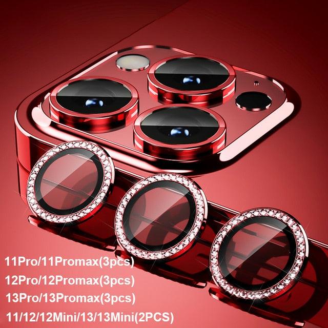 Diamond Camera Case For iPhone 14 13 Pro Max 12 Pro Max Camera Lens Protector Cover For iPhone11 Pro 12Pro Tempered Glass HD Clear Tempered Glass Camera Protector by Stevvex