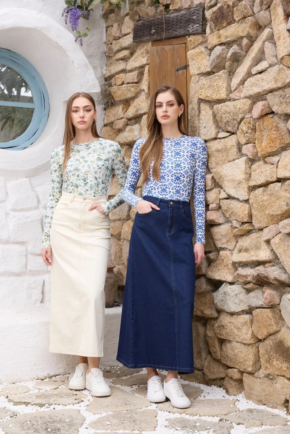 AS SS26  stretch denim skirt fashion lady wear elastic fabric ( waist expands about 2-3cm)