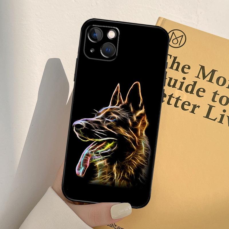 Cartoon German Shepherd Phone Case MAsk Dog Case For iPhone 13 12 Mini 11 14 Pro Max 6S 8 7 Plus SE 2022 2020 X XS Max XR Back Cover Poodle Dog Phone Case Compatible with iphone by Stevvex