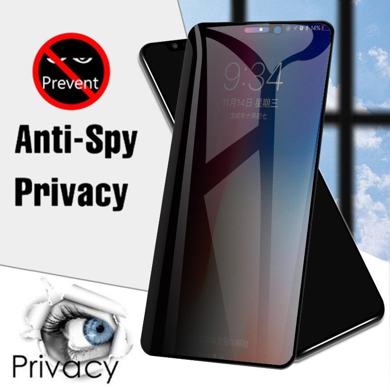 Full Cover Privacy Glass For iPhone 12 13 Pro X XR XS Max Anti Spy Screen Protector For iPhone 11 7 8 6 6S Plus Tempered Glass Privacy Soft Film Anti Spy Full Coverage Anti-peeping Anti-Scratch Screen Protector by Stevvex
