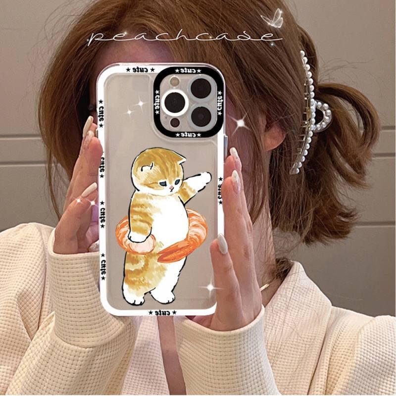 Cute Cat Phone Case for iPhone 11 12 13 Mini Pro Max 14 Pro Max Case shell Blank Printable Phone Case for Soft Rubber Cool Polish Phone Case by Stevvex