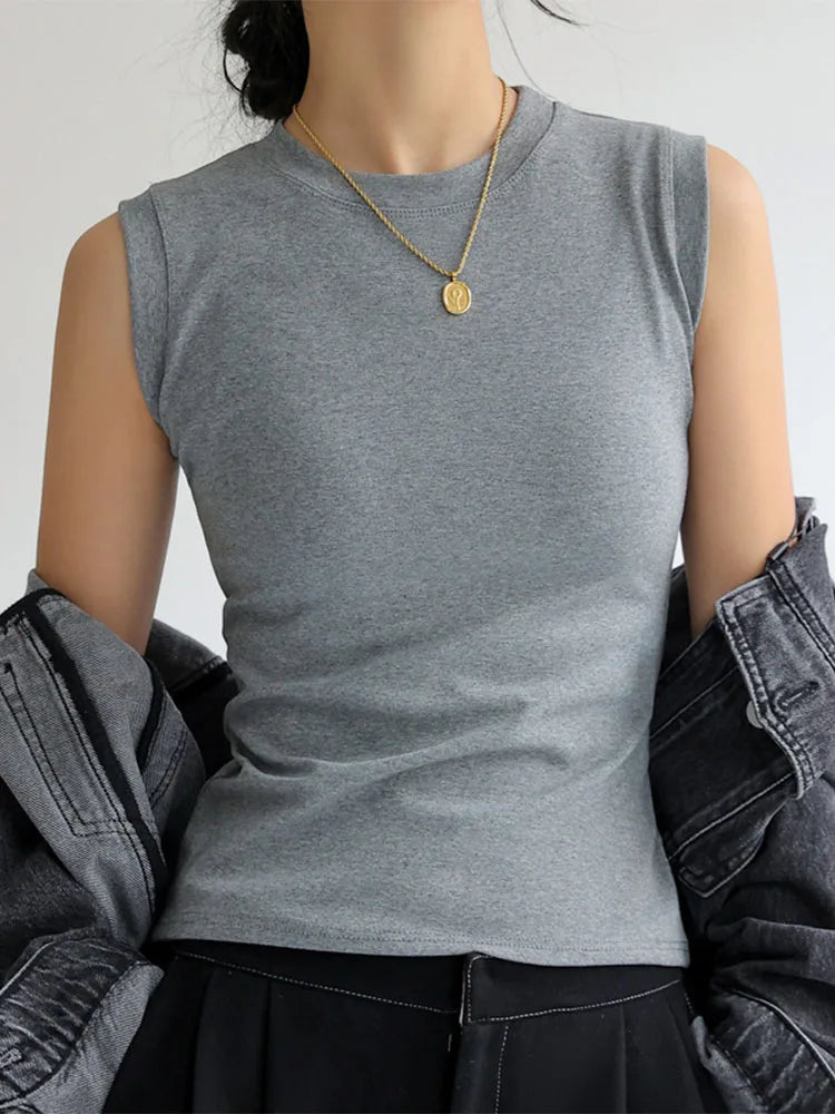 Camisole Vest for Women  Round Neck Colourful Basic Sleeveless Undershirt Tops Tees with Coverage for Side Cleavage