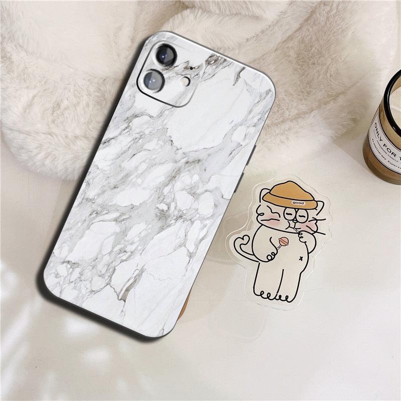 Luxury Marble Texture Phone Case For iPhone X XR XS 7 8 6S 6 5 Plus Silicone Anti Fall Back Cover Ultra Thin Soft Silicone Protective Shockproof and Scratch Resistant with Cute Design Pattern Case by Stevvex