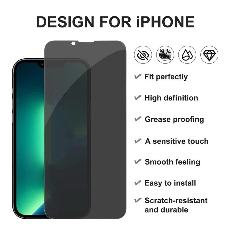 Anti-spy Glass for IPhone 13 12 Pro Max Mini XS MAX 8 7 Plus Full Cover Privacy Screen Protector for IPhone 11 PRO MAX X XR 14 Edge to Edge Full Coverage and 9H Hardness Anti-Scratch Shockproof Protection Screen Cover Shield by Stevvex