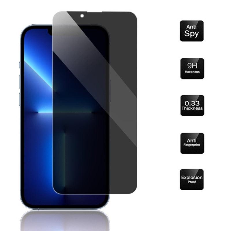 Anti-spy Glass for IPhone 13 12 Pro Max Mini XS MAX 8 7 Plus Full Cover Privacy Screen Protector for IPhone 11 PRO MAX X XR 14 Edge to Edge Full Coverage and 9H Hardness Anti-Scratch Shockproof Protection Screen Cover Shield by Stevvex