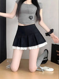 Flume edge lace skirt, fashionable and versatile pleated skirt, A-line skirt, new style