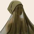 New Plain Instant Hijab Bubble Chiffon With Modal Tube Cap Set Muslim Woman Hijab Innerscarf Casual Long Scarf Islamic Turban
