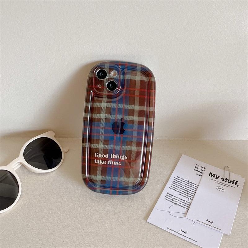 Cute Scottish Plaid Lattice Soft Case For Iphone 14 13 12 11 Pro Max X Xr Xs Max Lovely Dog Shockproof Protective Cover Checkered Plaid Soft Silicone Case by Stevvex